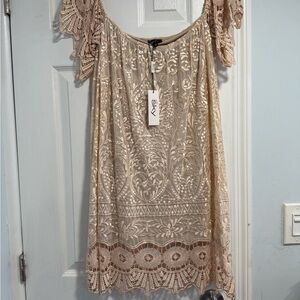 Sky Cream Flutter Sleeve Mini Dress